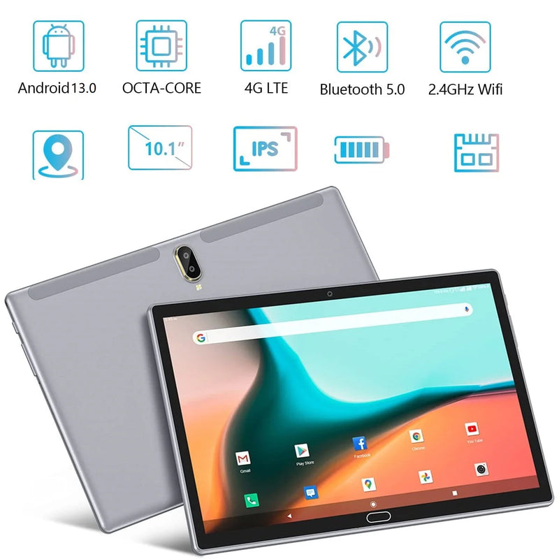 Tablet 10 Inch Android 13.0 Tablet 4G Cellular Tablet PC 2024 Latest Update 4G Phone Tablet 64GB + 4GB Storage Octa-Core Processor,Dual SIM Card Slot,Gps,Wifi,Bluetooth,1080P HD (Gray) Laptop Tablet - Puck's