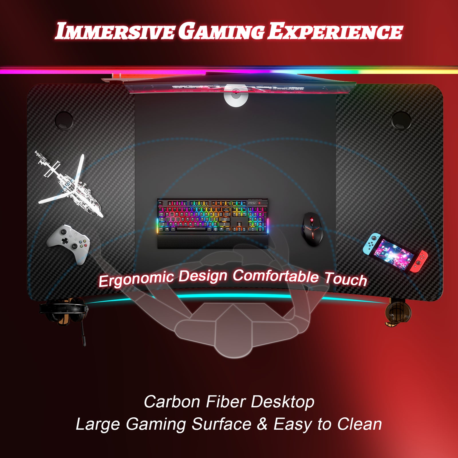 HLDIRECT 32/40/47/55 Inch Gaming Desk Gamer Table Computer Desk PC Workstation - Puck's
