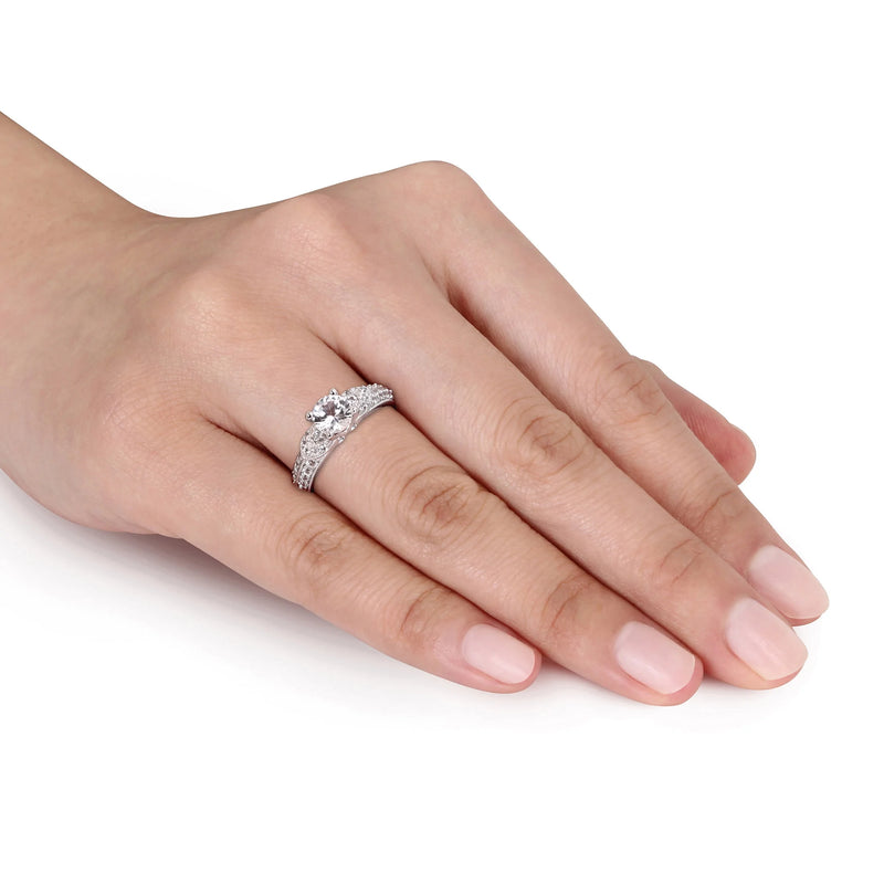 Women'S Created Sapphire Sterling Silver Engagement Ring - Puck's