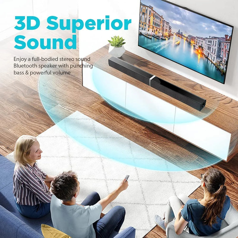 Sound Bars for TV, Bluetooth Soundbar for TV, 50W TV Sound Bar with 4 Drivers and Remote Control, Home Audio TV Speakers Sound Bar with Arc/Optical/Aux Connect - Puck's