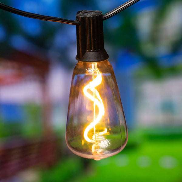 24FT Vintage Warm White Spiral LED Plug-In String Light for Indoor and Outdoor Use - Puck's