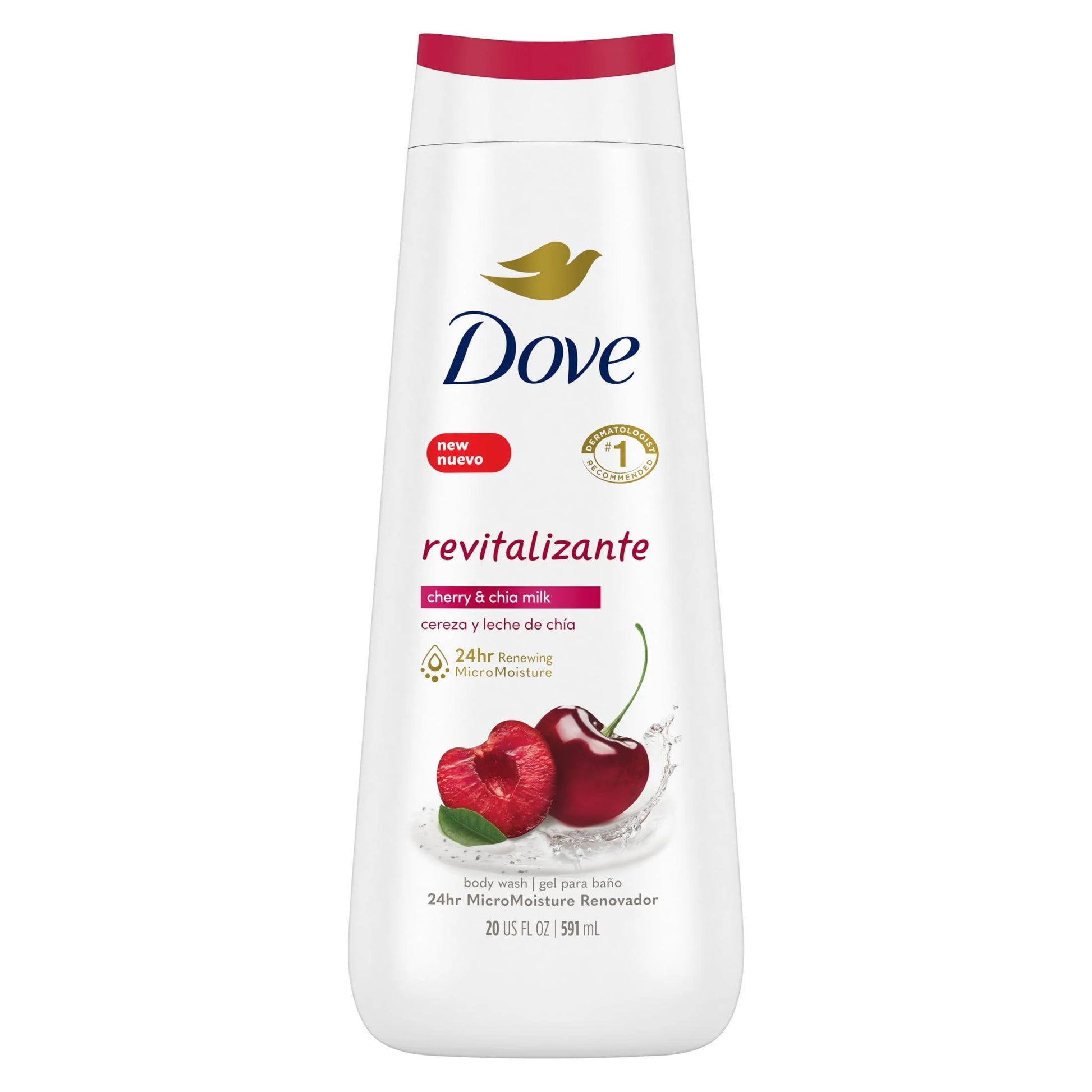 (4 Pack)  Body Wash for Women Moisturizing Revitalize Cherry & Chia Milk Cleanser, 20 Oz - Puck's