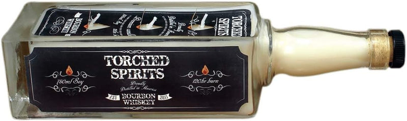 Spirits Whiskey Bottle Scented Candles, Natural Soy Wax Candle, Great Gift for Men, Bourbon and Whiskey Lovers, Bar Man-Cave Decor, 750 Ml, 120 Hrs Burn Time (Spicy Cinnamon Whiskey) - Puck's