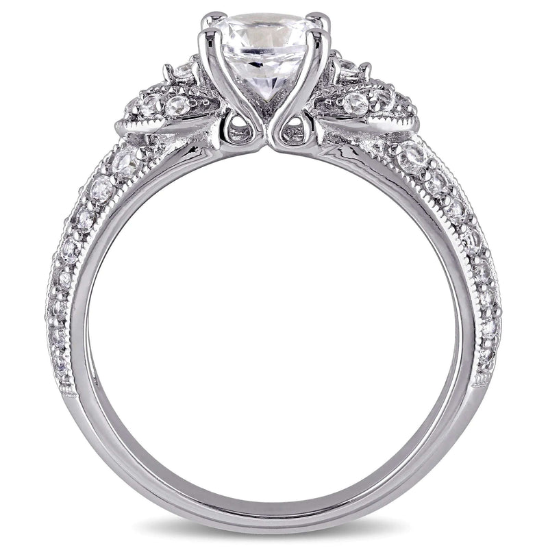 Women'S Created Sapphire Sterling Silver Engagement Ring - Puck's