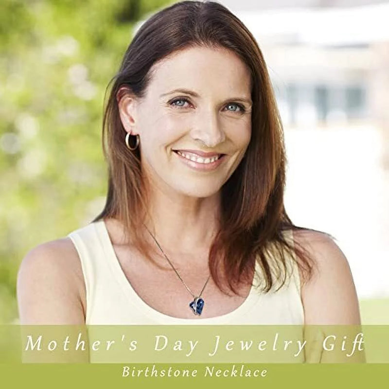 Birthstone Necklace for Women, Birthday Gifts for Women, Love Heart Crystal Necklace Jewelry Birthday Gifts for Her Women Mom Wife Girlfriend -Valentines Day Christmas Anniversary Gifts, Women Gifts - Puck's