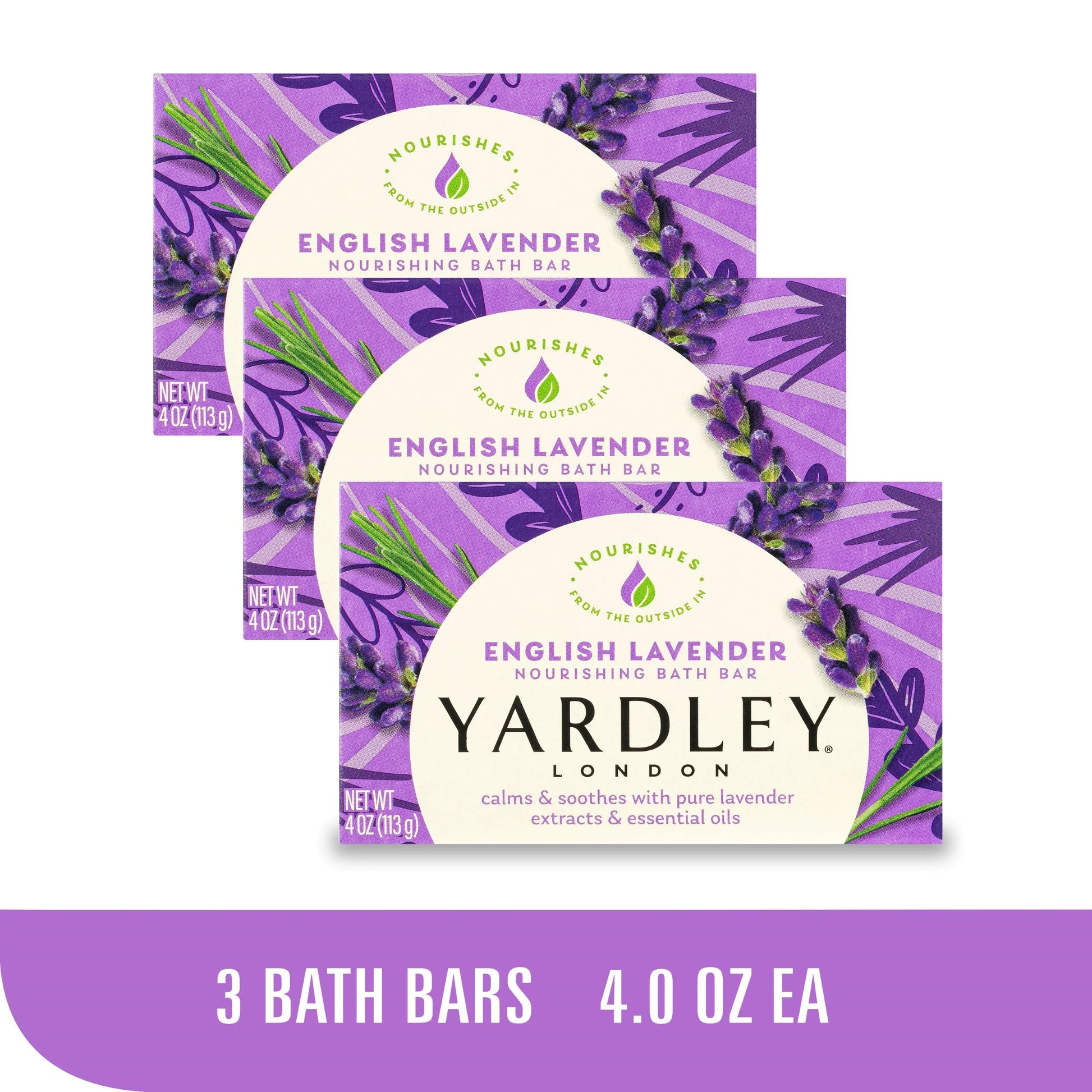 (Pack of 3)  English Lavender Nourishing Bath Bar, 4.0 Oz Bar - Puck's