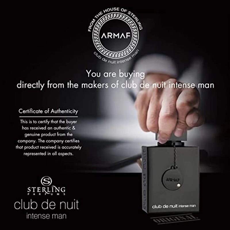 Club De Nuit Intense Man EDT Men New in Box, Black , 3.6 Fl Oz - Puck's