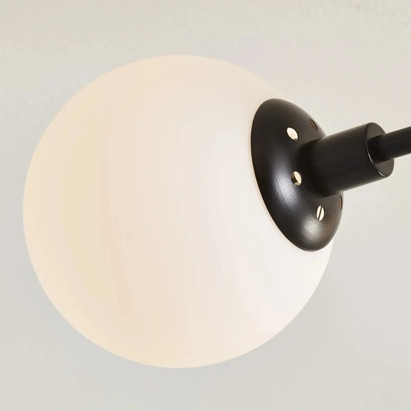 26" Architectural 5-Globe Ceiling Light, Black Finish Frosted Glass Shades - Puck's
