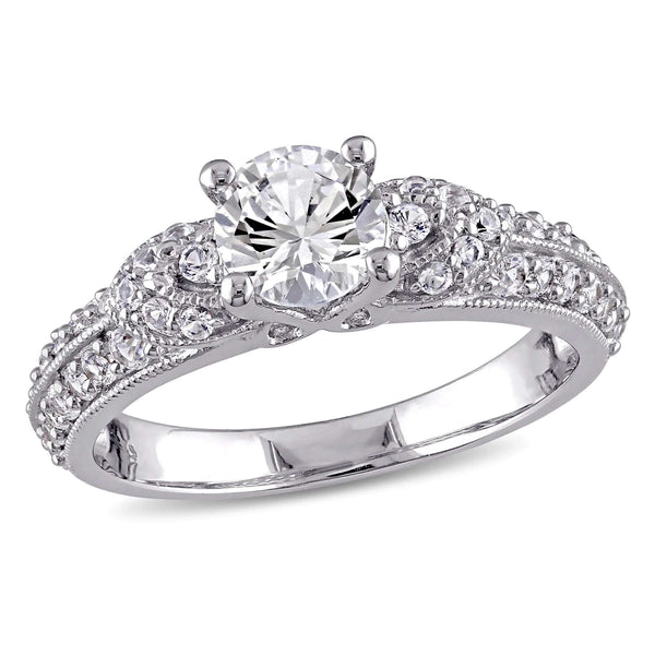 Women'S Created Sapphire Sterling Silver Engagement Ring - Puck's