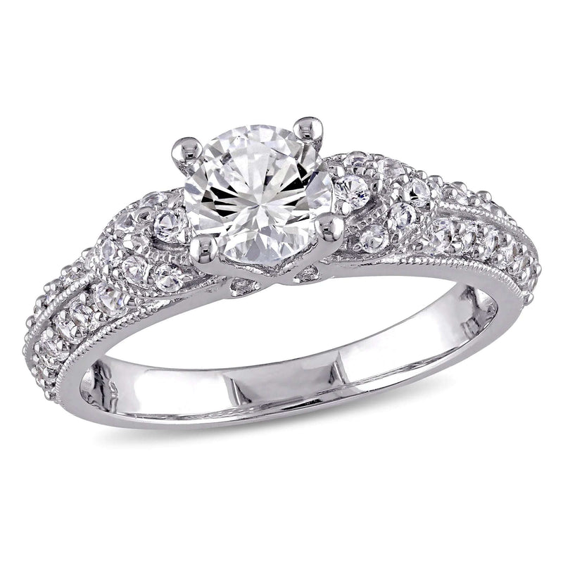 Women'S Created Sapphire Sterling Silver Engagement Ring - Puck's