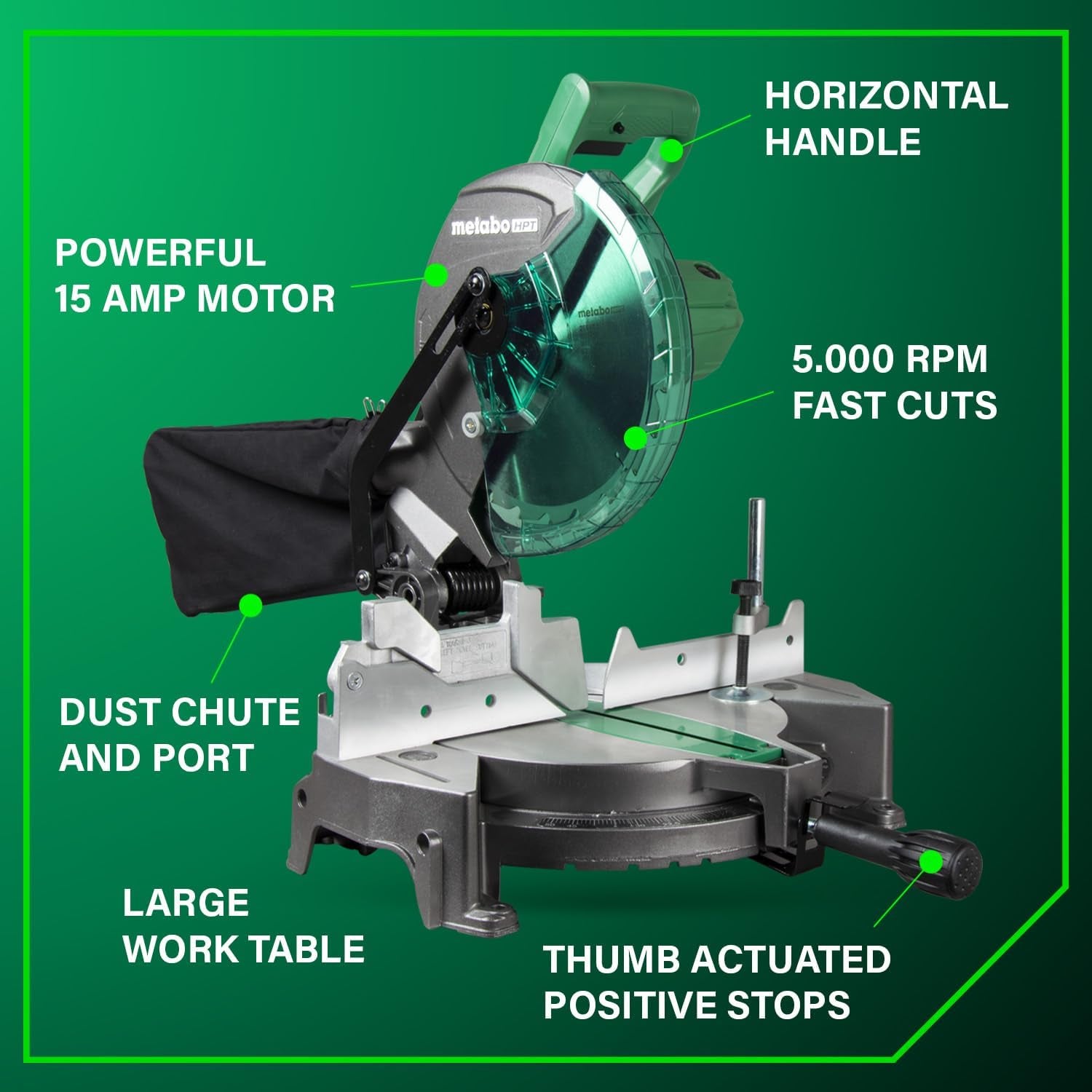 10-Inch Compound Miter Saw, 15-Amp Power Saw with Large 10-Inch Table, Precision Miter Angles, Single Bevel 0-45°, 24T TCT Blade, Positive Stops, Lightweight Design, C10FCGS - Puck's
