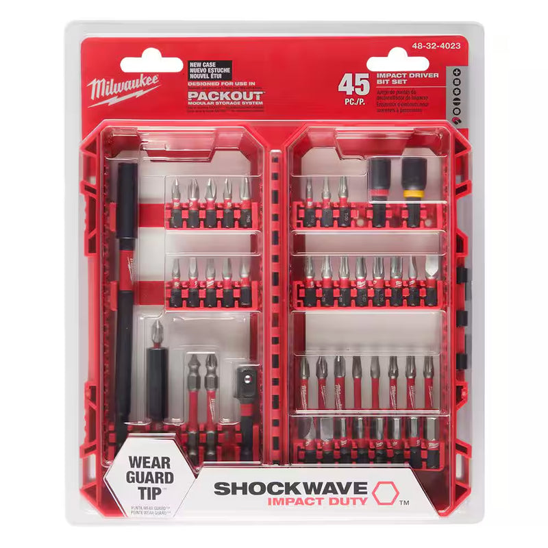 SHOCKWAVE Impact Duty Alloy Steel Screw Driver Bit Set (45-Piece) - Puck's