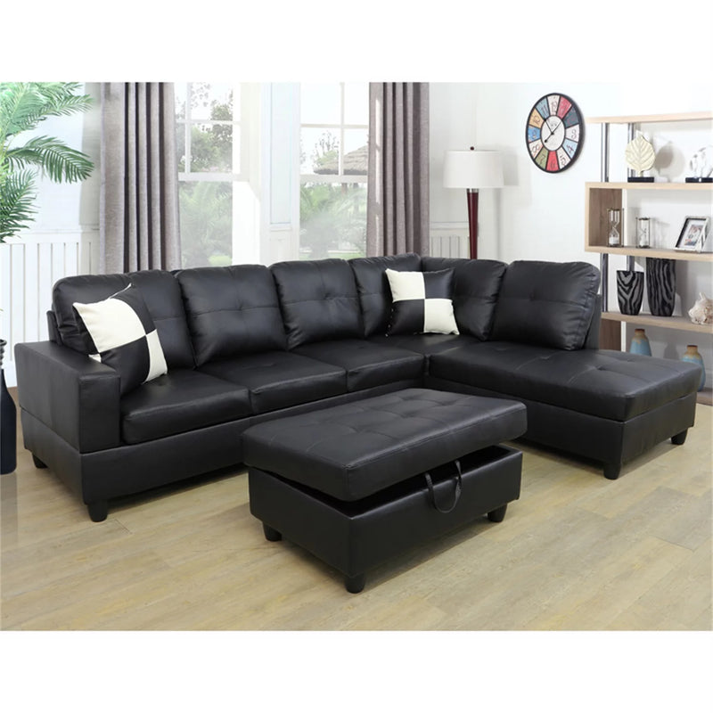 Slaapbank, L-vormige bank voor kleine woonkamer, zwart (zonder Ottoman) - Puck's