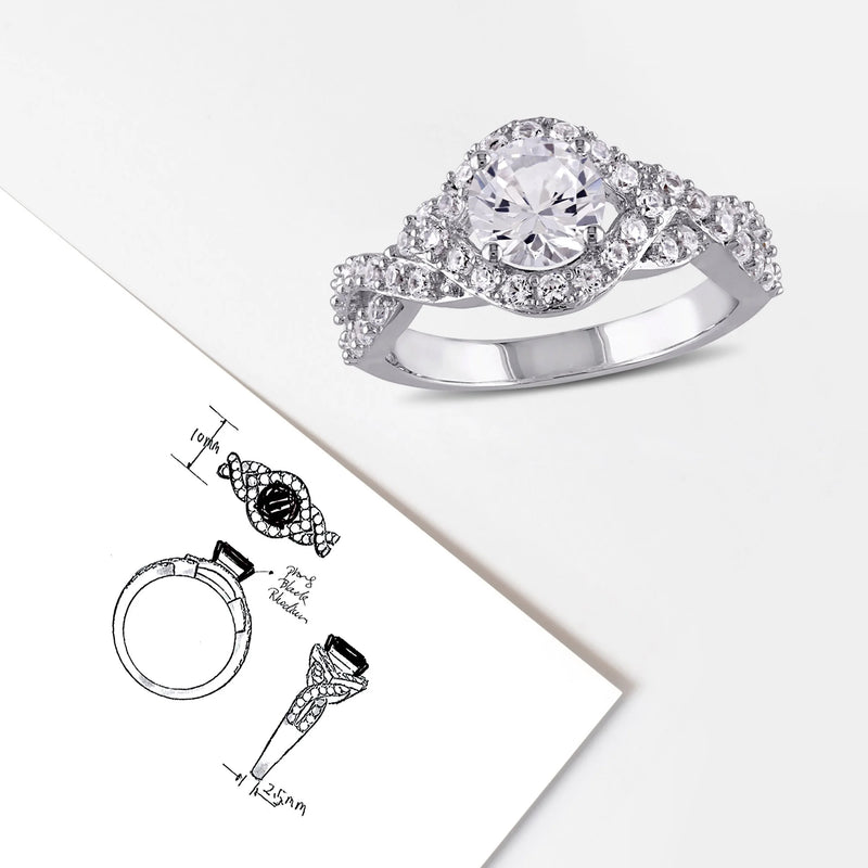 Women'S Created Sapphire Sterling Silver Engagement Ring - Puck's