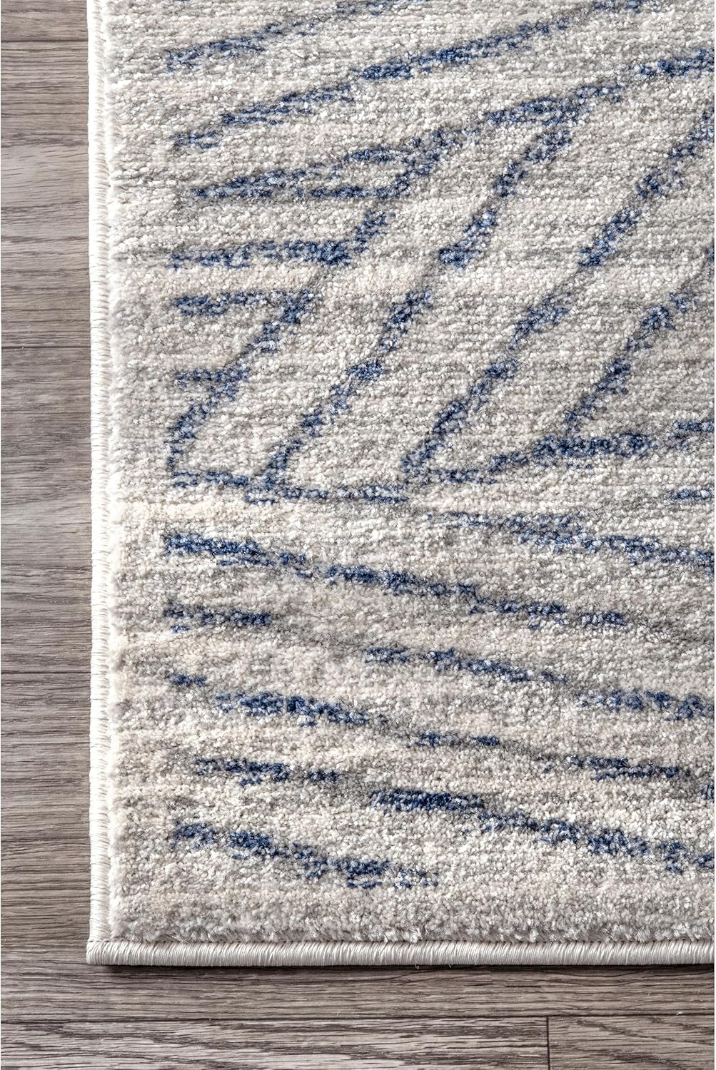 Contemporary Striped Blanca Area Rug, 5X8, Blue - Puck's