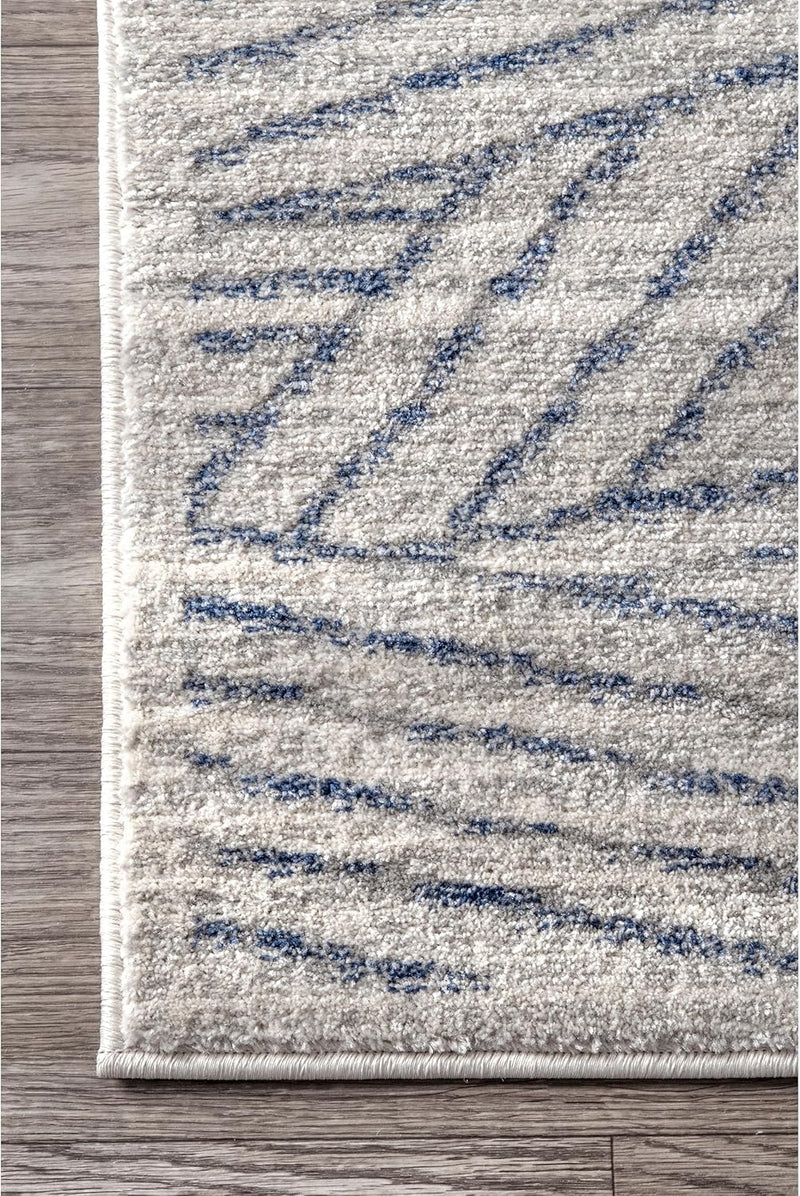 Contemporary Striped Blanca Area Rug, 5X8, Blue - Puck's