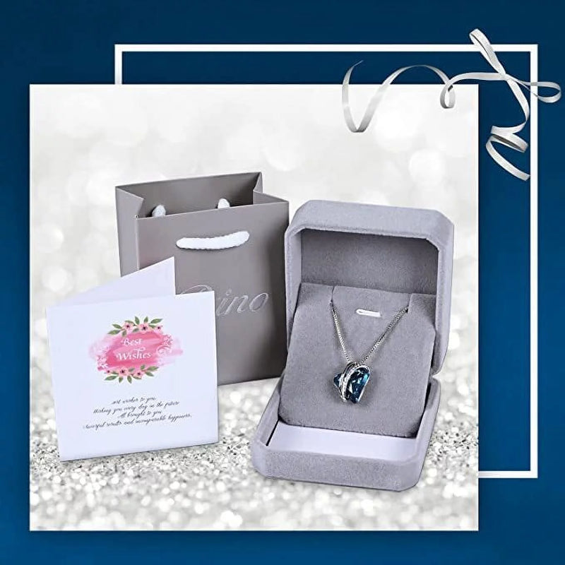 Birthstone Necklace for Women, Birthday Gifts for Women, Love Heart Crystal Necklace Jewelry Birthday Gifts for Her Women Mom Wife Girlfriend -Valentines Day Christmas Anniversary Gifts, Women Gifts - Puck's