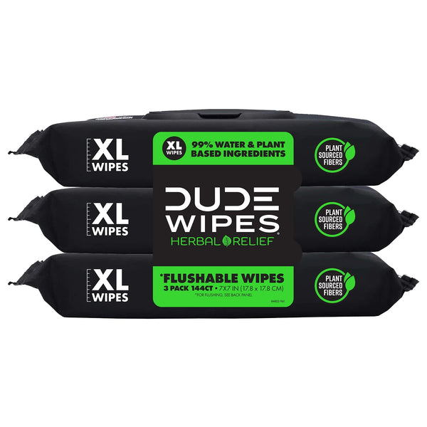 Wipes Flushable Wipes, XL Wet Wipes for at Home Use, Herbal Relief, 144 Count - Puck's