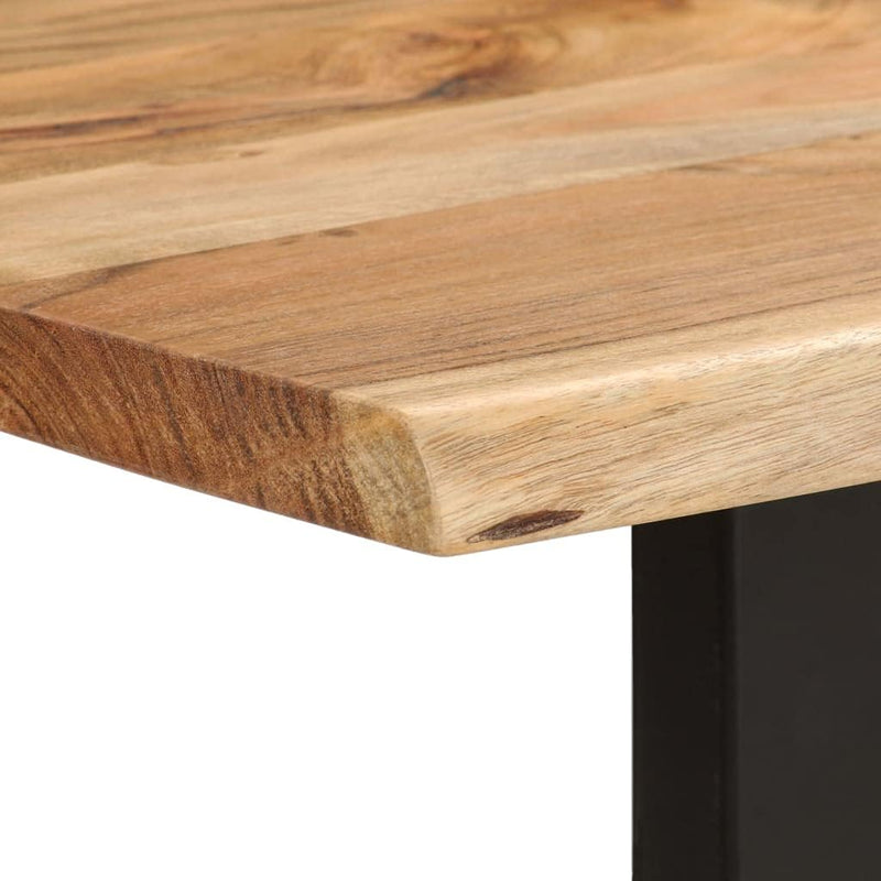 Dining Table with Solid Acacia Wood Table Top and Metal Black Table Leg for Kitchen,Dining Room Home Furniture 70.9"X35.4"X29.9"(Lxwxh) - Puck's