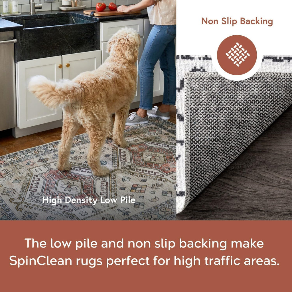 8' X 10' Spinclean Machine Washable Stain-Resistant Area Rug with Non Slip Backing, Low Profile for Living Room, Bedroom, and Dining Room, Blythe Grey - Puck's