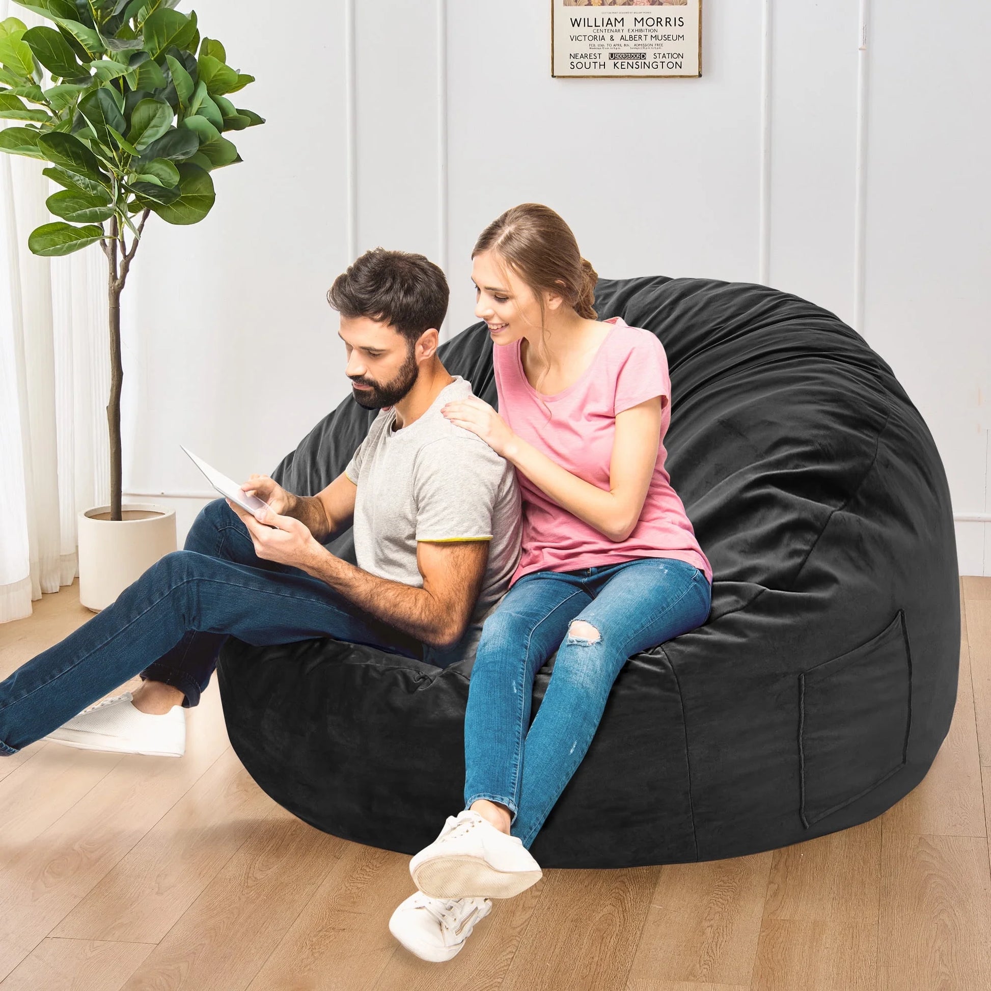 Bean Bag Chair Stuffed Memory Foam for Adults，X-Large Size Beanbag Sofa，5 Ft