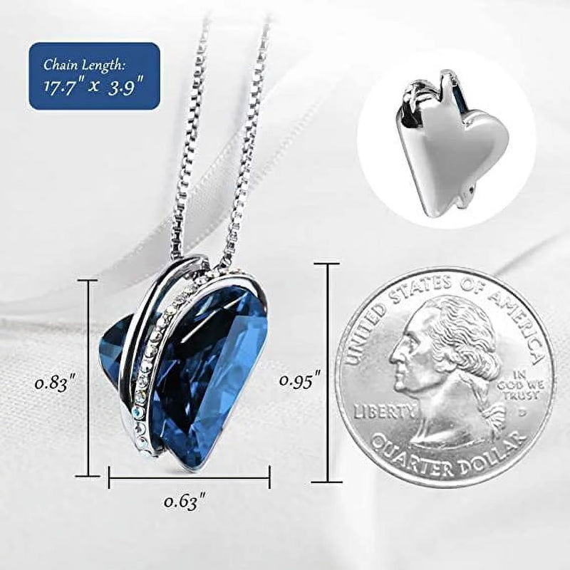 Birthstone Necklace for Women, Birthday Gifts for Women, Love Heart Crystal Necklace Jewelry Birthday Gifts for Her Women Mom Wife Girlfriend -Valentines Day Christmas Anniversary Gifts, Women Gifts - Puck's