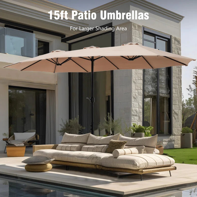 Nyasia 15 Ft X 9 Ft Rectangular Market Umbrella with Base - Puck's