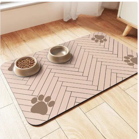 Pet Cat And Dog Eating Diatom Ooze Floor Mat Feeding Splash-proof Household Water-absorbing Quick-drying - Puck's