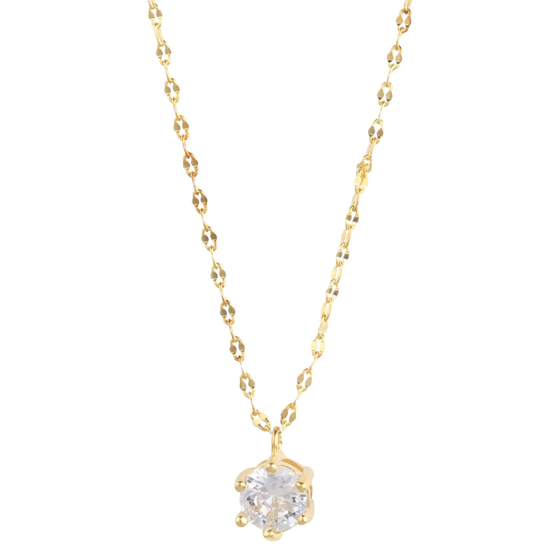 14K Gold Plated Solitaire Necklace - Puck's