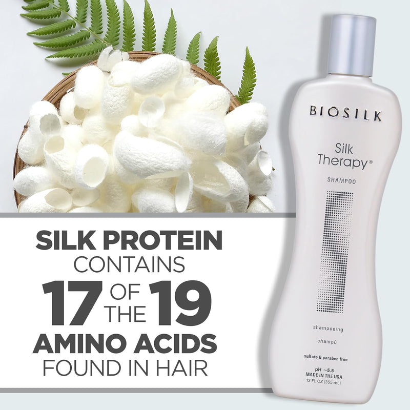 Silk Therapy Shampoo, Gentle Hair Cleanser Delivers Healthy & Shiny Hair, Great for All Hair Types, Sulfate, Paraben, & Cruelty-Free, 12 Oz - Puck's