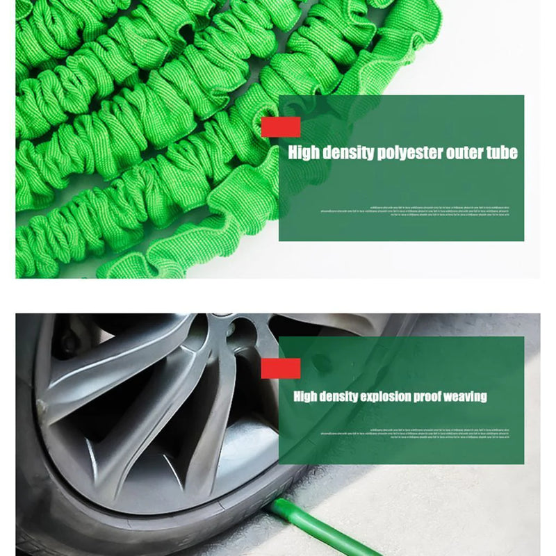 Expanding Expandable Flexible Garden Water Hose W Spray Nozzle 25, 50, 75, 100FT - Puck's