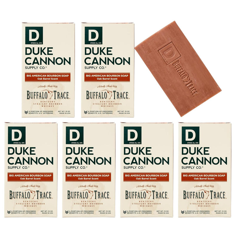 Big Brick of Soap Bar for Men Big American Bourbon Made W/Buffalo Trace (Charred Oak Barrel Scent) Multi-Pack - Superior Grade, Extra Large, All Skin Types, 10 Oz (6 Pack) - Puck's