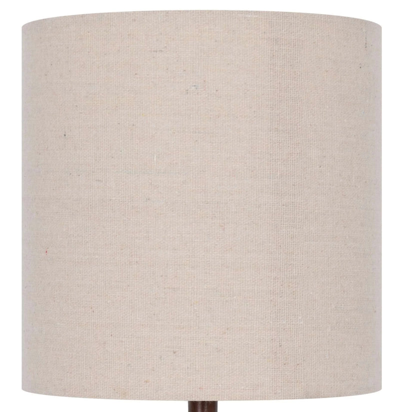 12.75” Traditional Faux Wood Table Lamp with Oatmeal Linen Shade - Puck's