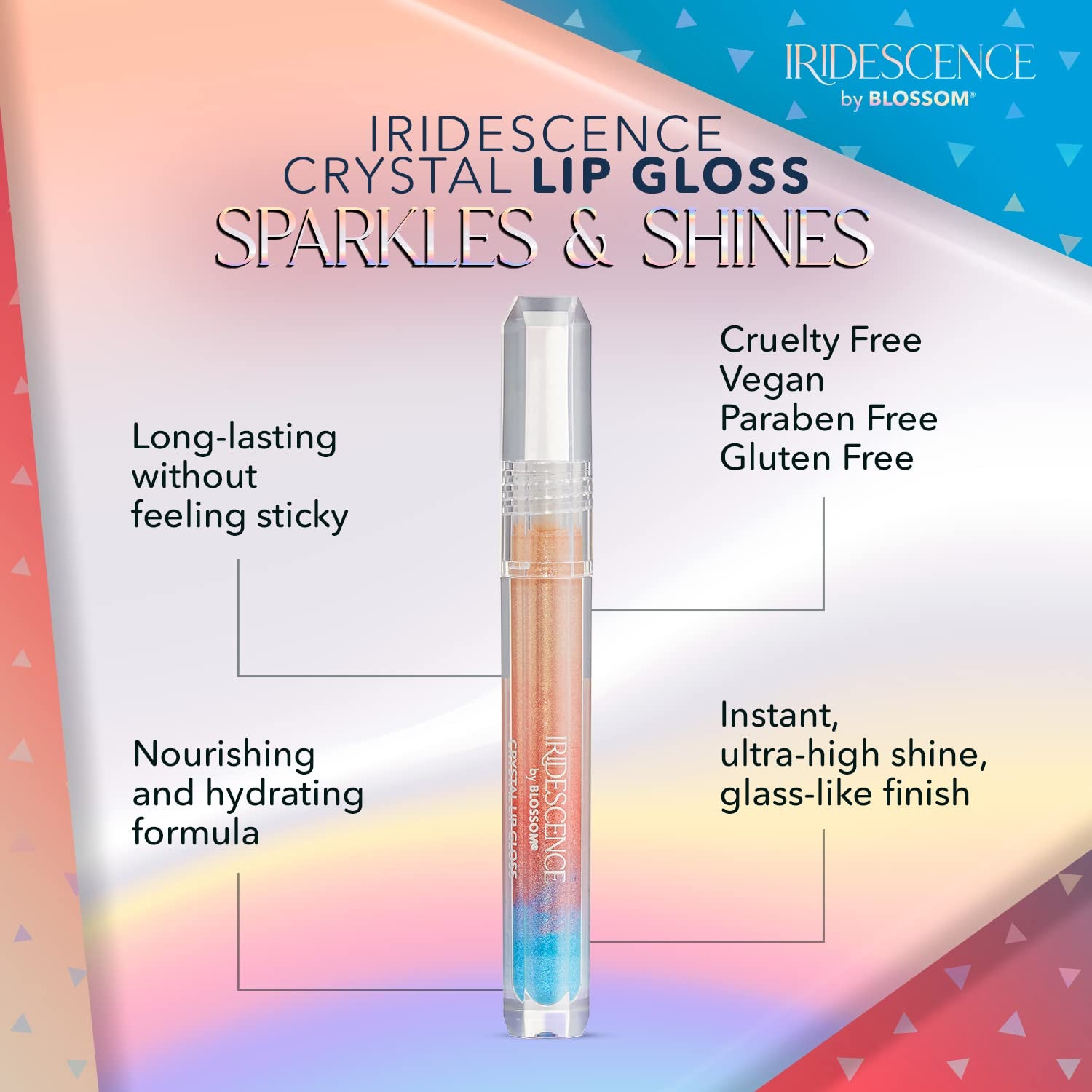 Iridescence Watermelon Flavored, Longlasting High Gloss, Glitter Shimmer Sparkle Crystal Lip Gloss, 0.08 Fl Oz, Ombre Nude, Carnelian Cream - Puck's