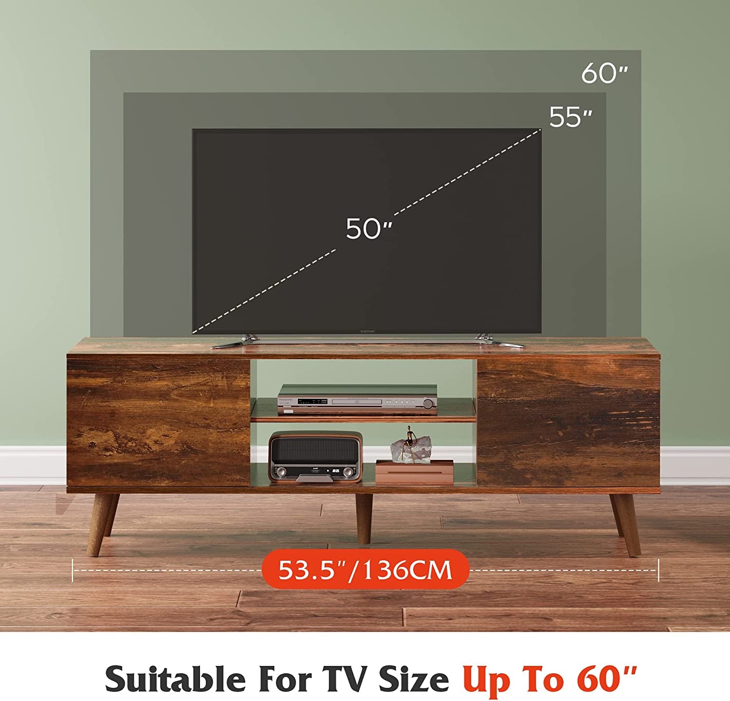 TV Stand for 55 60 Inch TV, Mid Century Modern TV Console, Entertainment Center - Puck's