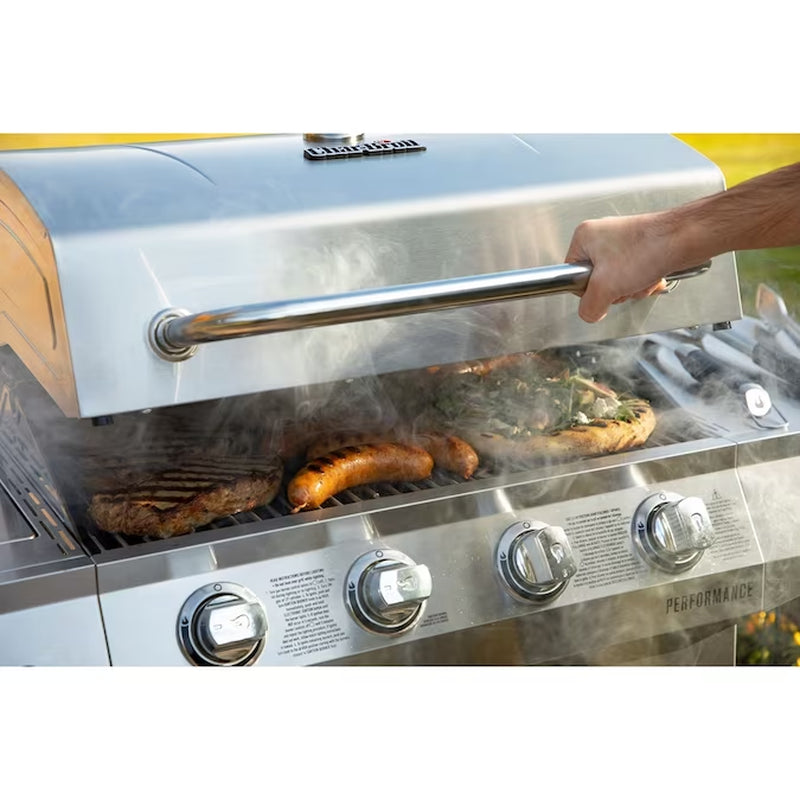 Performance Series Silver 4-Burner Liquid Propane Gas Grill with 1 Side Burner - Puck's