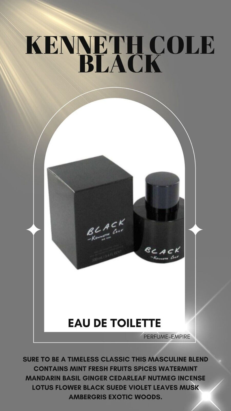 KENNETH COLE BLACK Cologne for Men 3.4 Oz EDT Spray New in Box - Puck's