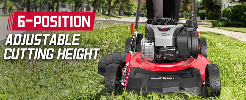 Push Lawn Mower 21-Inch 3-In-1 ,6 Lever Height Adjustment with 140Cc B&S Engine - Puck's