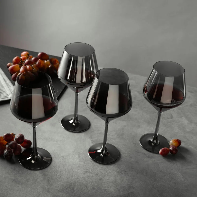 4-Pack Angled Wine Glass Set in Smoke Finish - Puck's