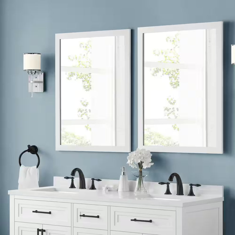 Mayfield 28 In. W X 36 In. H Rectangular Framed Wall Bathroom Vanity Mirror in White - Puck's