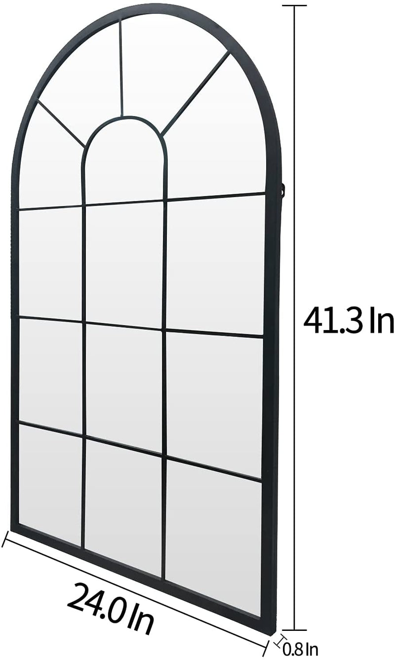 Wall Mirror Window Decorative Mirrors Arched Farmhouse for Living Room Bedroom Entryway Bathroom Vanity (Black,41.3”X 24” X1”) - Puck's