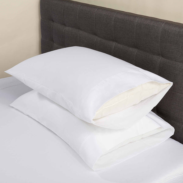300 Thread Count White Cotton Sateen Pillowcases, Queen, 2 - Puck's