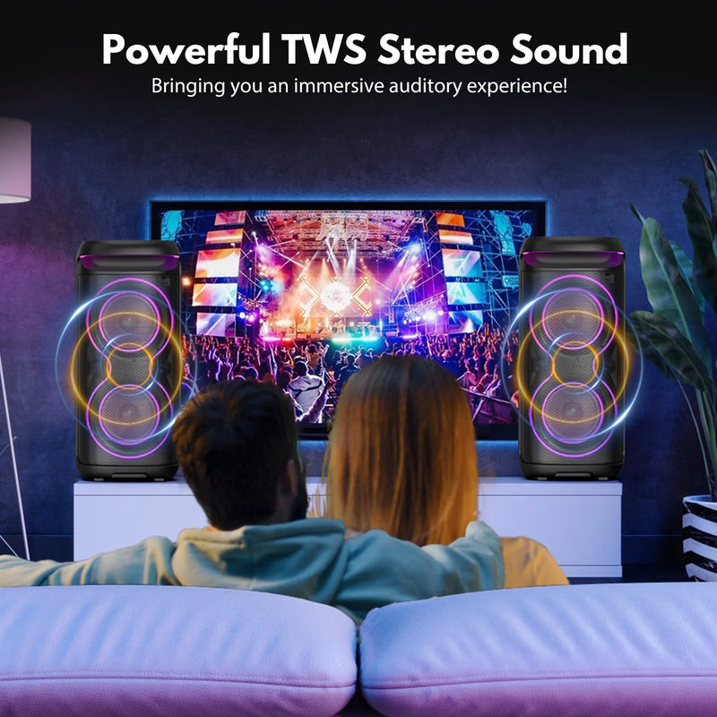 Speaker, Big Bluetooth Speaker with DJ Lights, Portable Large Outdoor Speakers Wireless Bluetooth Party Speaker with Remote Control, Stereo Speakers, Graduation Gift, T20