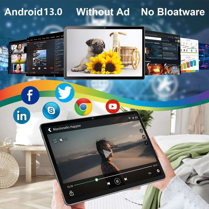 Android 13 Tablet 10 Inch Tablet with Keyboard Wireless Mouse Stylus,4G Phone Tablet,Octa Core Processor 1280X800 IPS Tablet/4Gb RAM 64GB ROM/13MP+5MP Camera Bluetooth Wifi Tablet,2024 Latest Tablet - Puck's