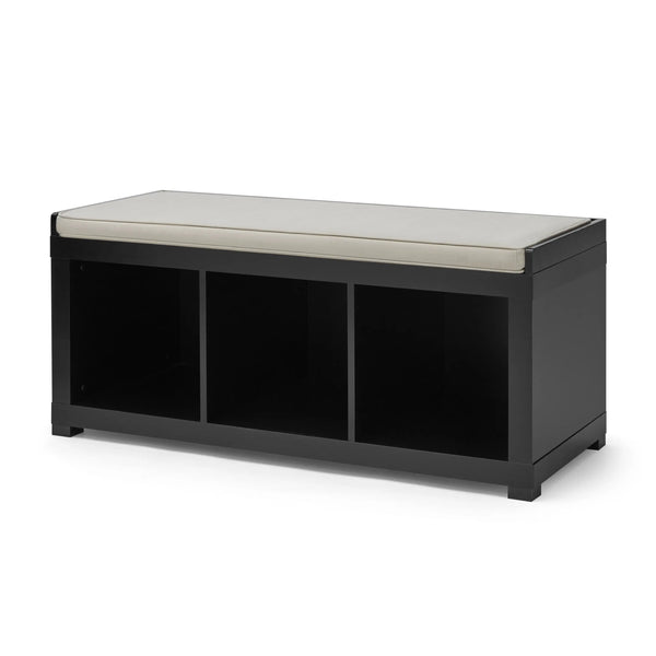 3-Cube Shoe Storage 44.65" Bench, Black - Puck's