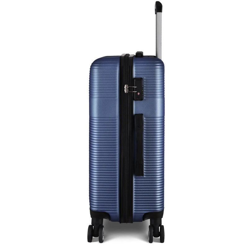3 Piece Luggage Sets with TSA Lock ABS, Durable Luggage Set, Lightweight Suitcase with Hooks, Spinner Wheels, Cross Stripe Luggage Sets 20In/24In/28In(Dark Blue) - Puck's