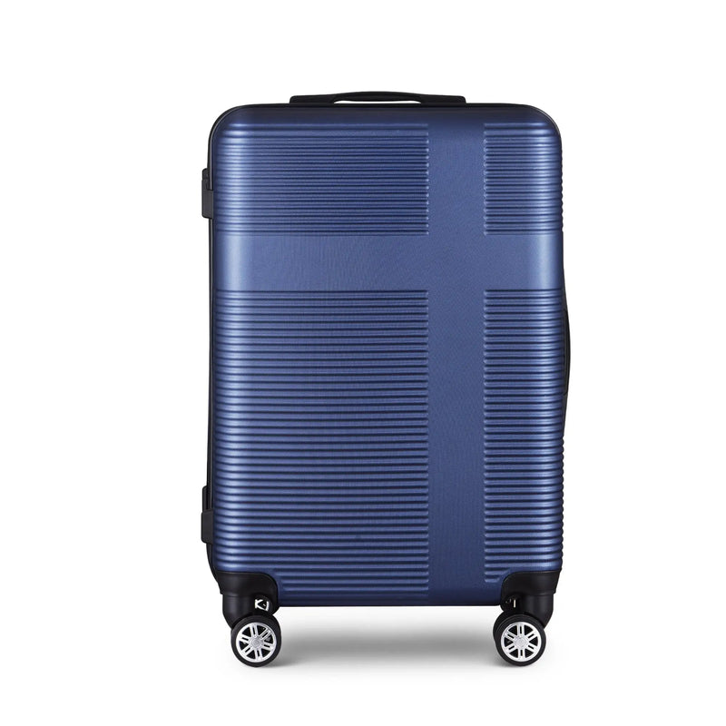 3 Piece Luggage Sets with TSA Lock ABS, Durable Luggage Set, Lightweight Suitcase with Hooks, Spinner Wheels, Cross Stripe Luggage Sets 20In/24In/28In(Dark Blue) - Puck's