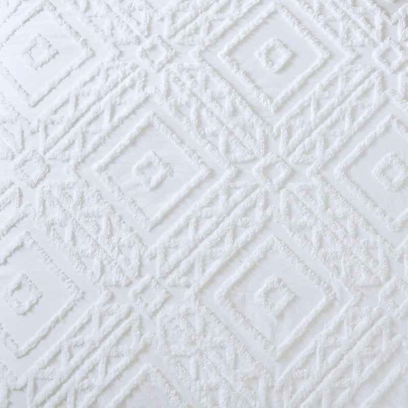 3-Piece White Chenille Duvet Cover Set, Full/Queen - Puck's