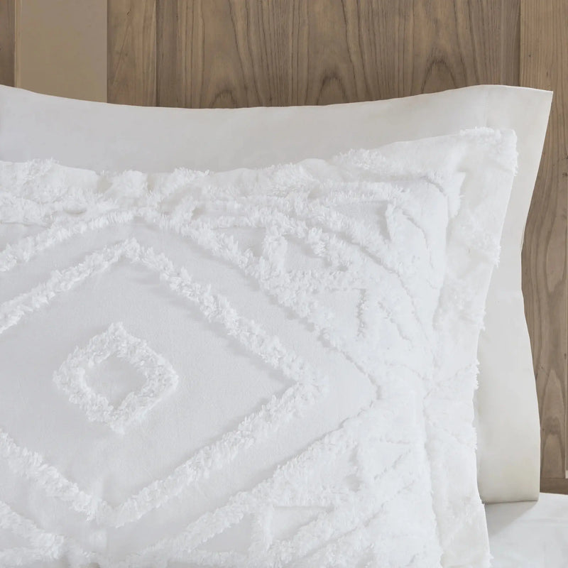 3-Piece White Chenille Duvet Cover Set, Full/Queen - Puck's