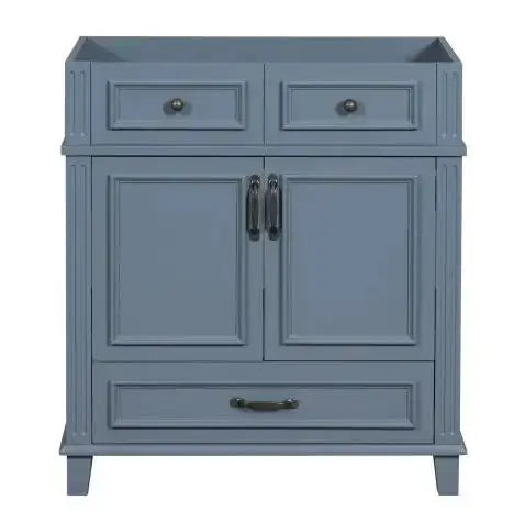 30 Inch Bathroom Vanity Topless, Solid Wood Frame Bathroom Storage Cabinet With Soft Close Door, Frame Only Bathroom Storage Cabinet, Vintage Style, Blue - Puck's